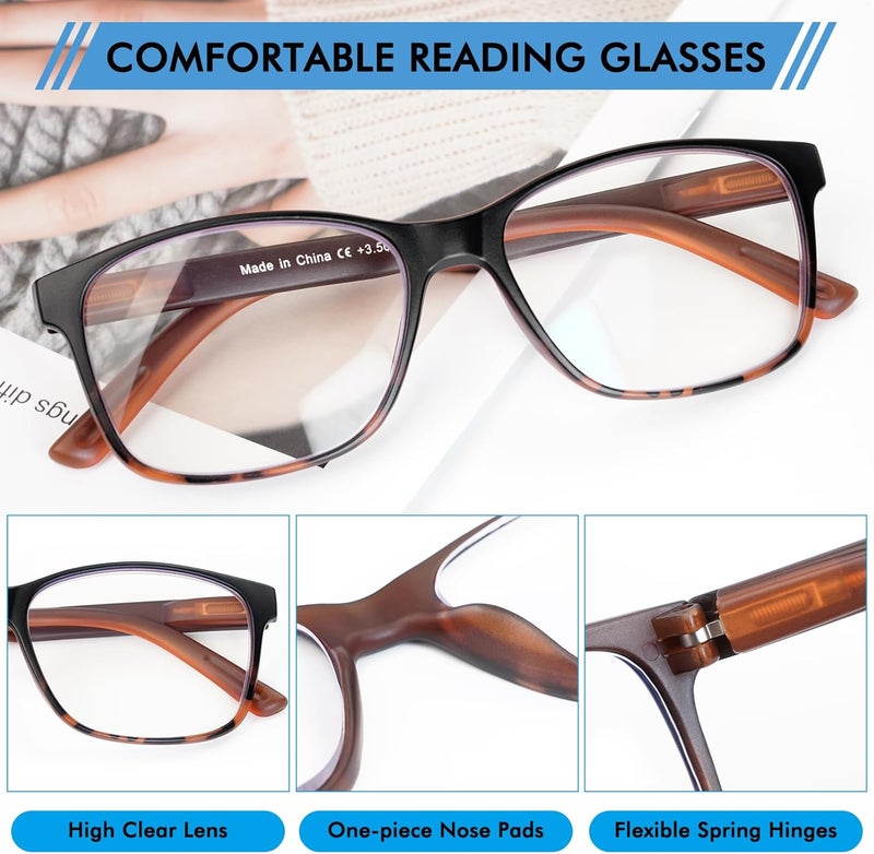 MOZVND 5 Pack Blue Light Blocking Reading Glasses for Men with Spring Hinge Fashion Large Wide Computer Readers for Men - Image 5